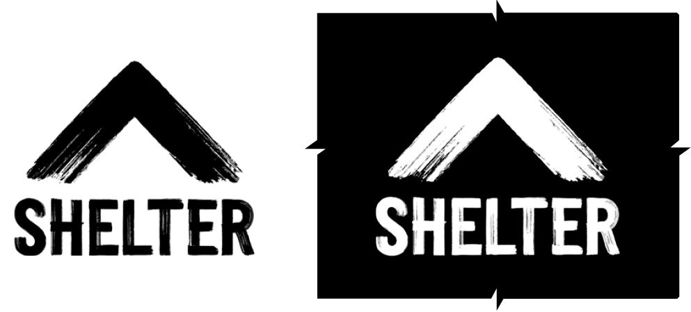 Shelter black and white logos - for exceptional circumstances only