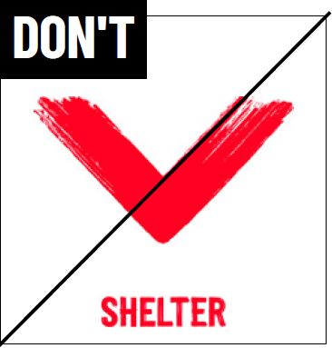 Don't use the Shelter logo with the symbol pointing down