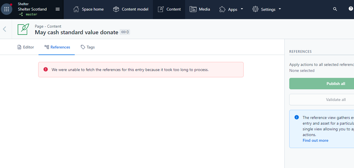 Error - We were unable to fetch the references for this entry because it took too long to process