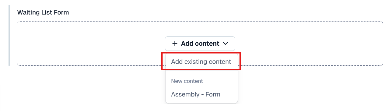 Add existing content waiting list form.png